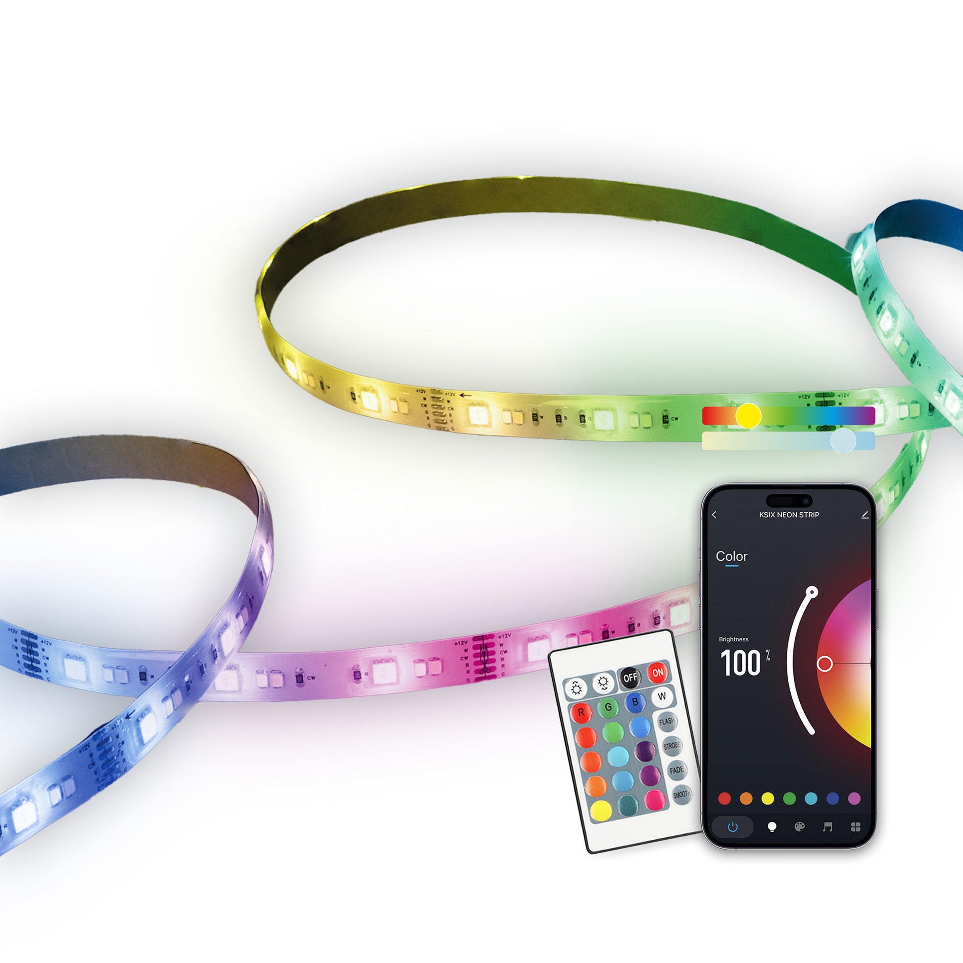 KSIX LED-Strip BXLED03 – 5 m, 1800 lm, 36 W, RGBIC, dimmbar, BT, für Alexa/Google/HomeKit