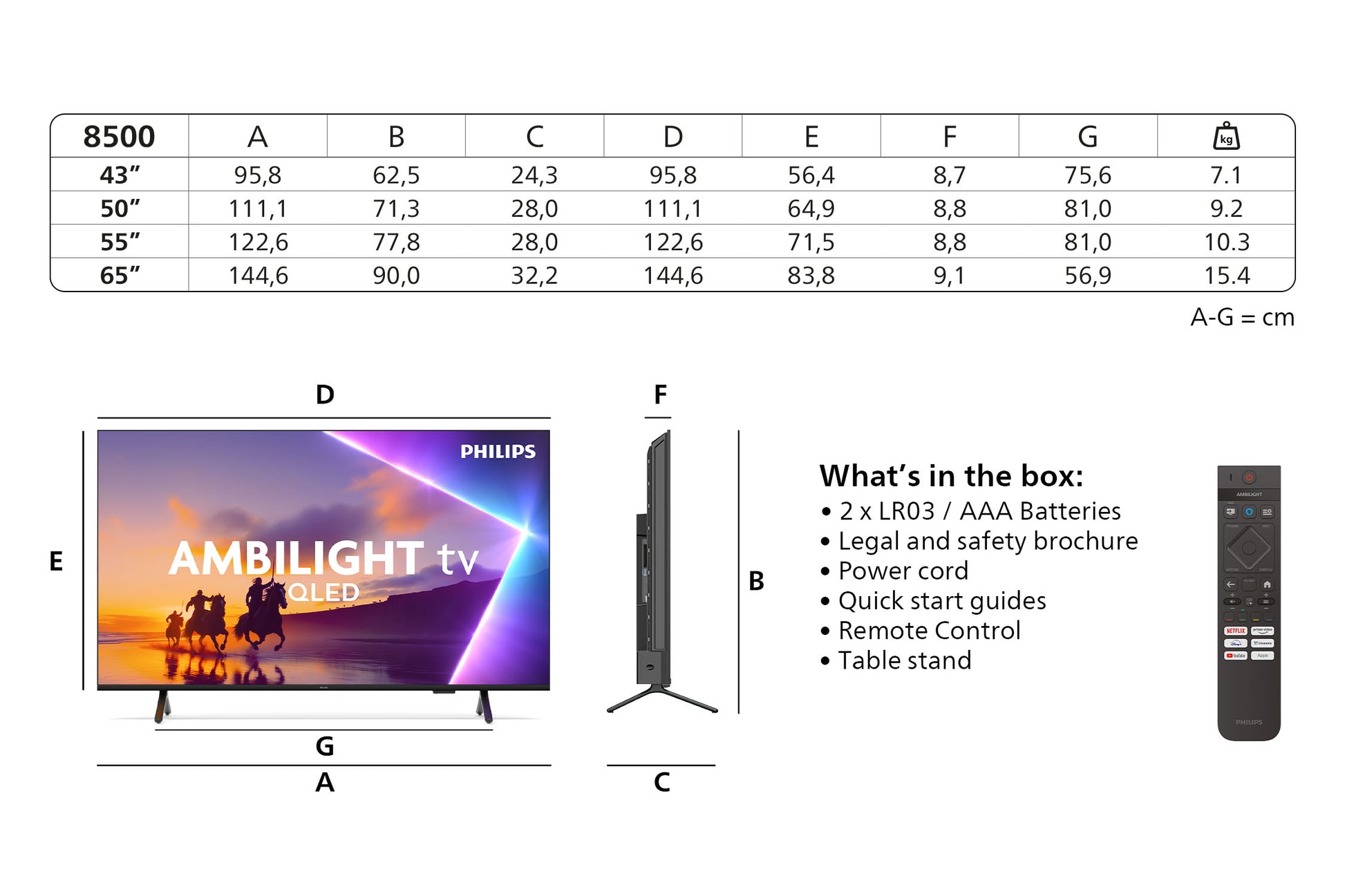 Philips 55PUS8500/12 – 55" QLED UHD 4K, Titan OS, Ambilight (2025)