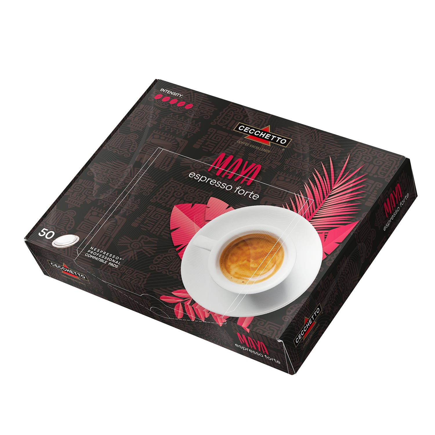 CECCHETTO Maya Espresso Forte – Kaffeepads für Nespresso – Intensität 5, 50 Pads