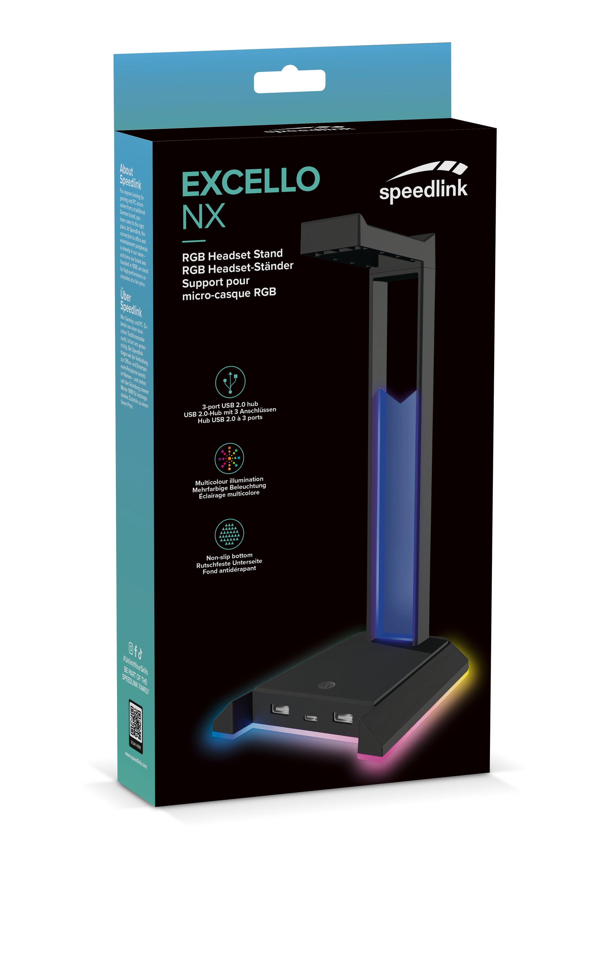 SPEEDLINK EXCELLO NX SL-800911 – Headset-Ständer – RGB-Beleuchtung, Anti-Rutsch-Basis – Schwarz