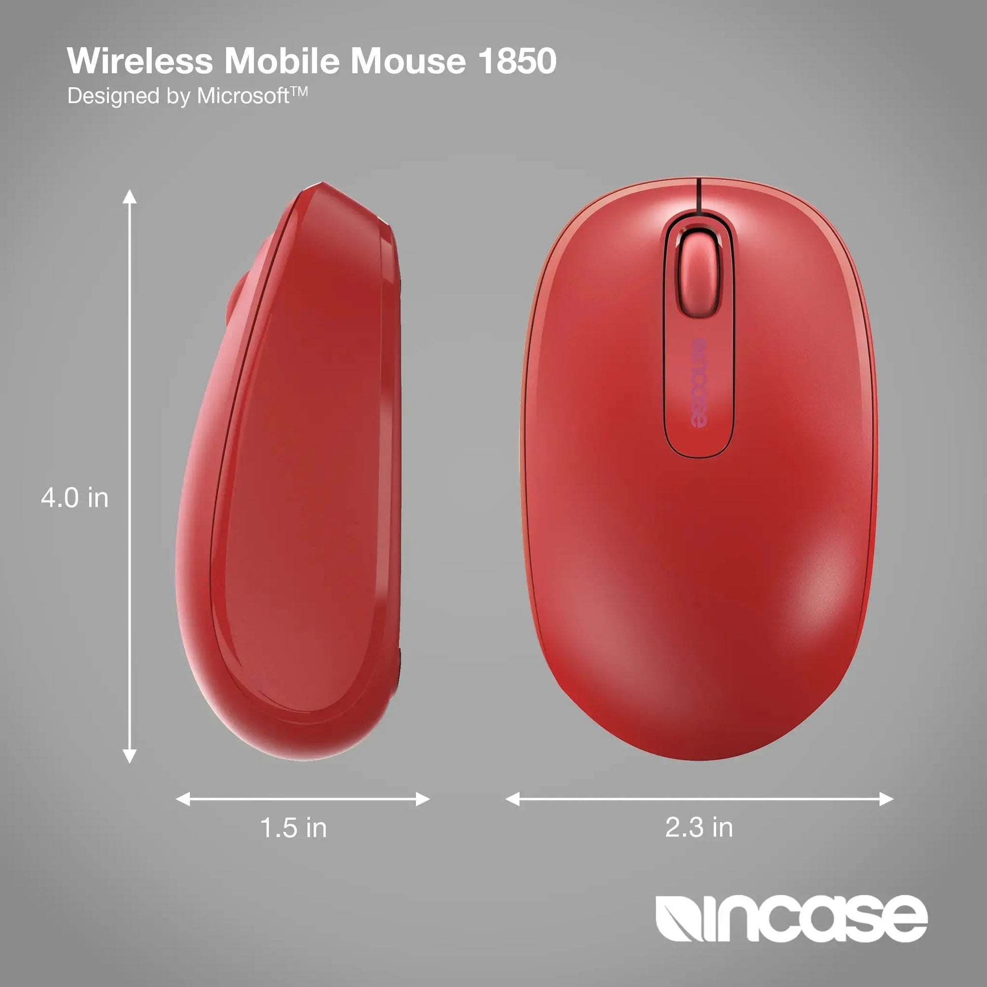 Incase Wireless Mobile Mouse 1850 – Maus – Kabellos (2,4 GHz), 1000 DPI, beidhändig, Rot