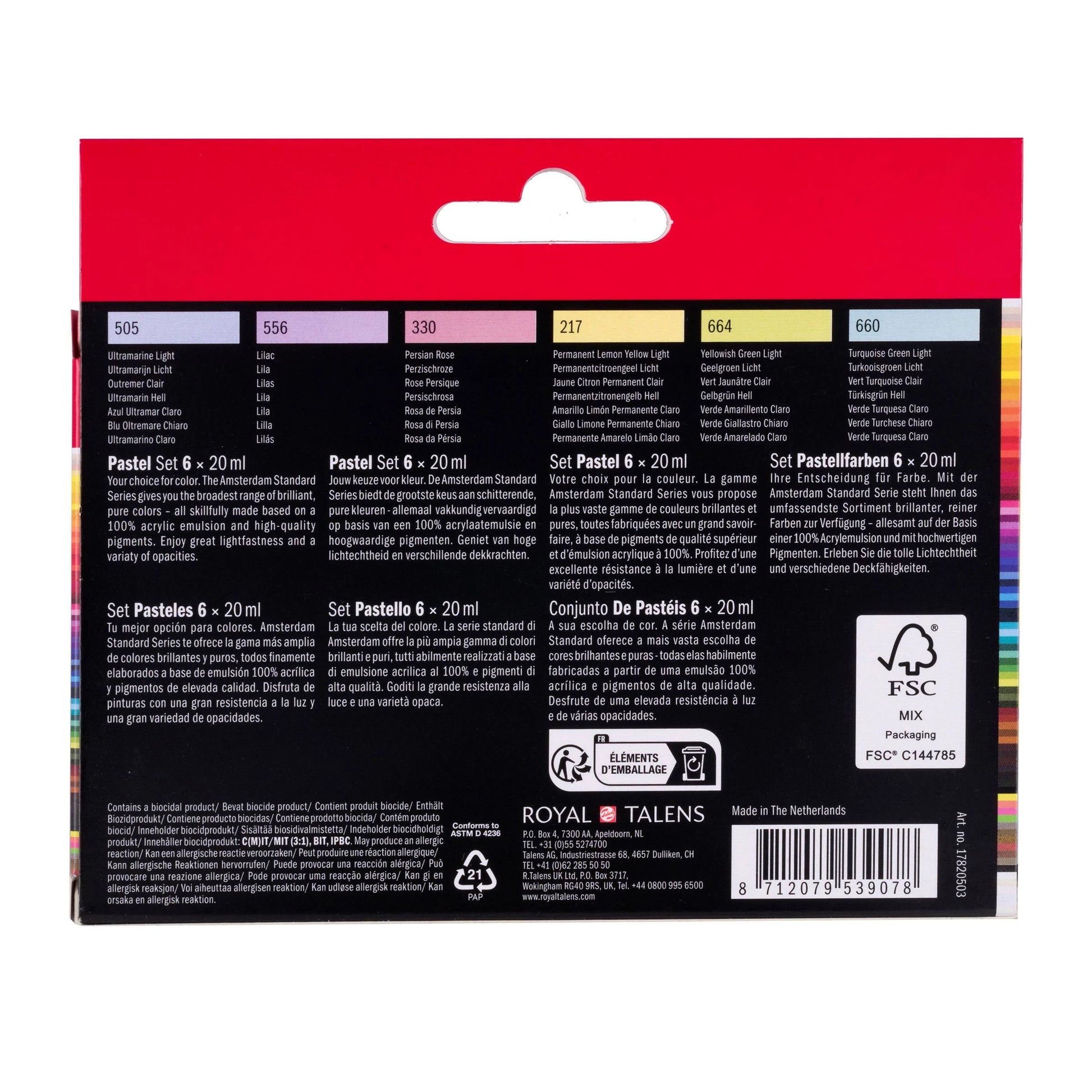 Amsterdam Acrylfarbe – Set – 6 Farben, 6 × 20 ml
