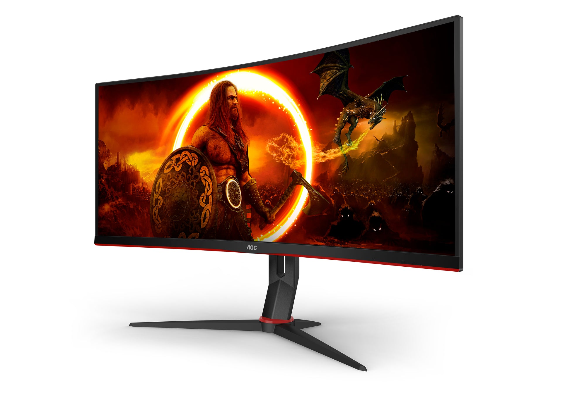 AOC CU34G2XP/BK – Monitor, 34" 3440 × 1440 (UWQHD), VA, 180 Hz, Gebogen, Adaptive Sync, VESA 100 × 100, Rot