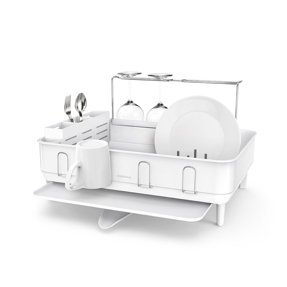Simplehuman – Abtropfgestell 56,6 × 51,4 × 29,2 cm, Edelstahl/Kunststoff, Weiss