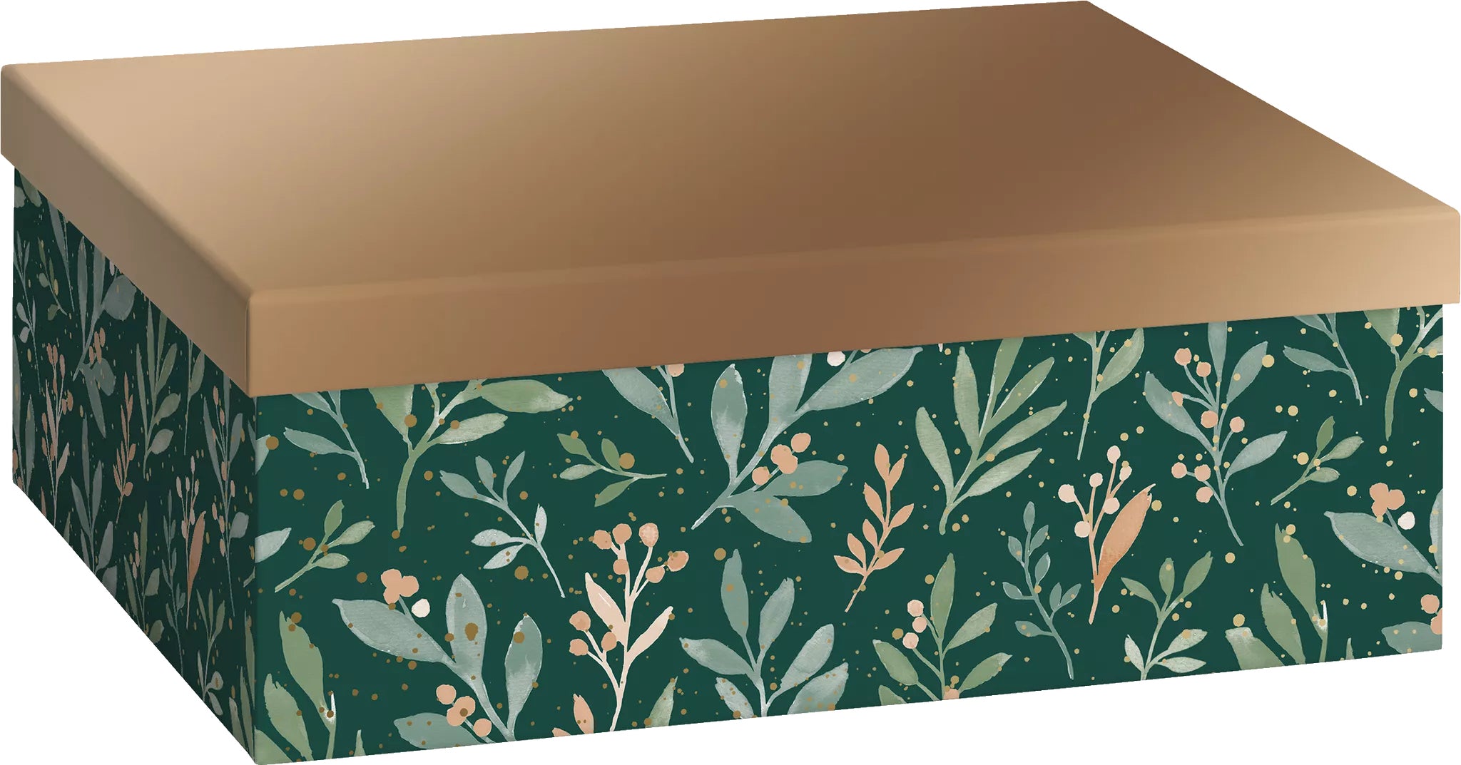 Stewo Geschenkbox – Papier, metallisch, dunkelgrün, bronze, gold – 240 × 330 × 120 mm