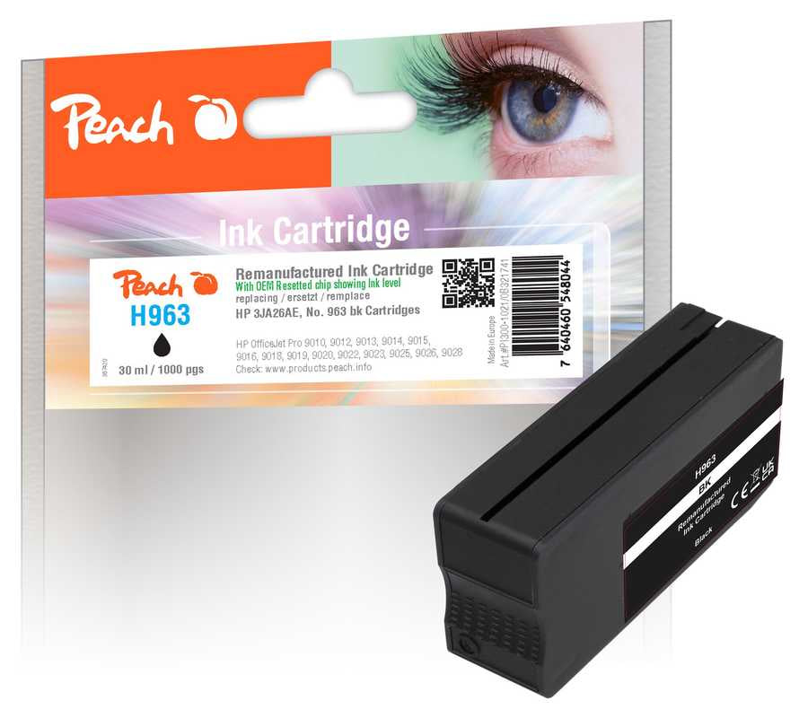 Peach 3JA26AE Schwarz Tintenpatrone (Kompatibel) – 1'000 Seiten – für HP OfficeJet Pro 9010/9012/9013 …