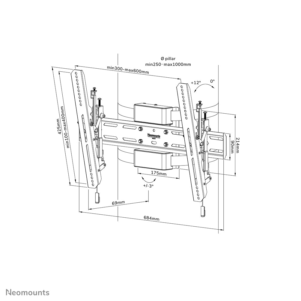Neomounts WL35S-910BL16 – Displayständer, drehbar, neigbar, für 40–75", VESA 300×100–600×400, bis 50 kg