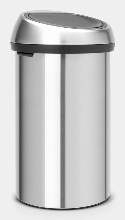 Brabantia Push-Abfalleimer Touch Bin 107962 – 60 l – Edelstahl, rund – Silber matt