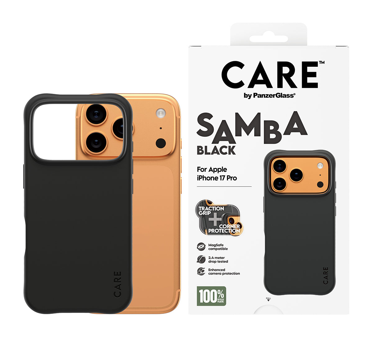 PanzerGlass Backcover Samba – für Apple iPhone 17 Pro – schwarz – TPU, MagSafe-kompatibel