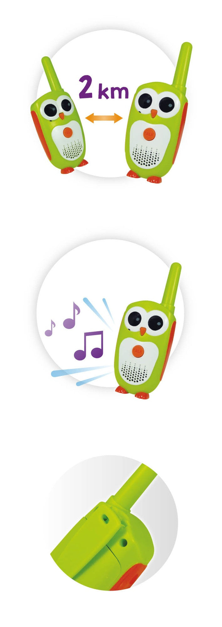 Buki Walkie-Talkie Junior – 2 km Reichweite – 2 Stück – ab 4 Jahren – Grün/Orange