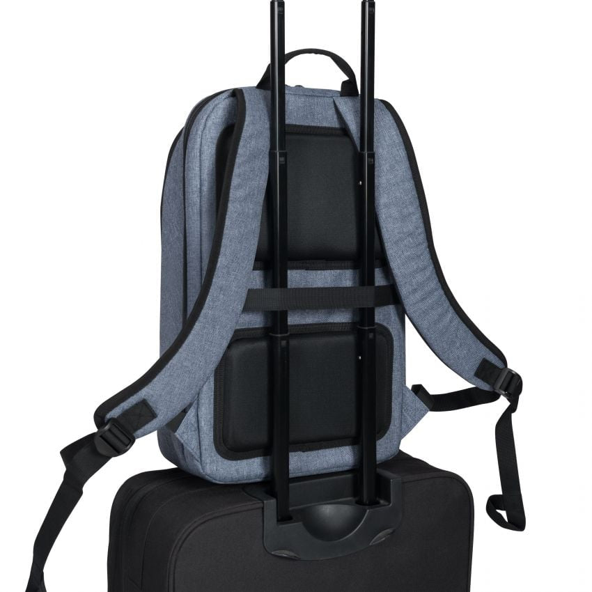 DICOTA Notebook-Rucksack Eco Backpack Slim MOTION – für 14,1", rPET-Polyester – Blue Denim, 270 × 410 × 100 mm