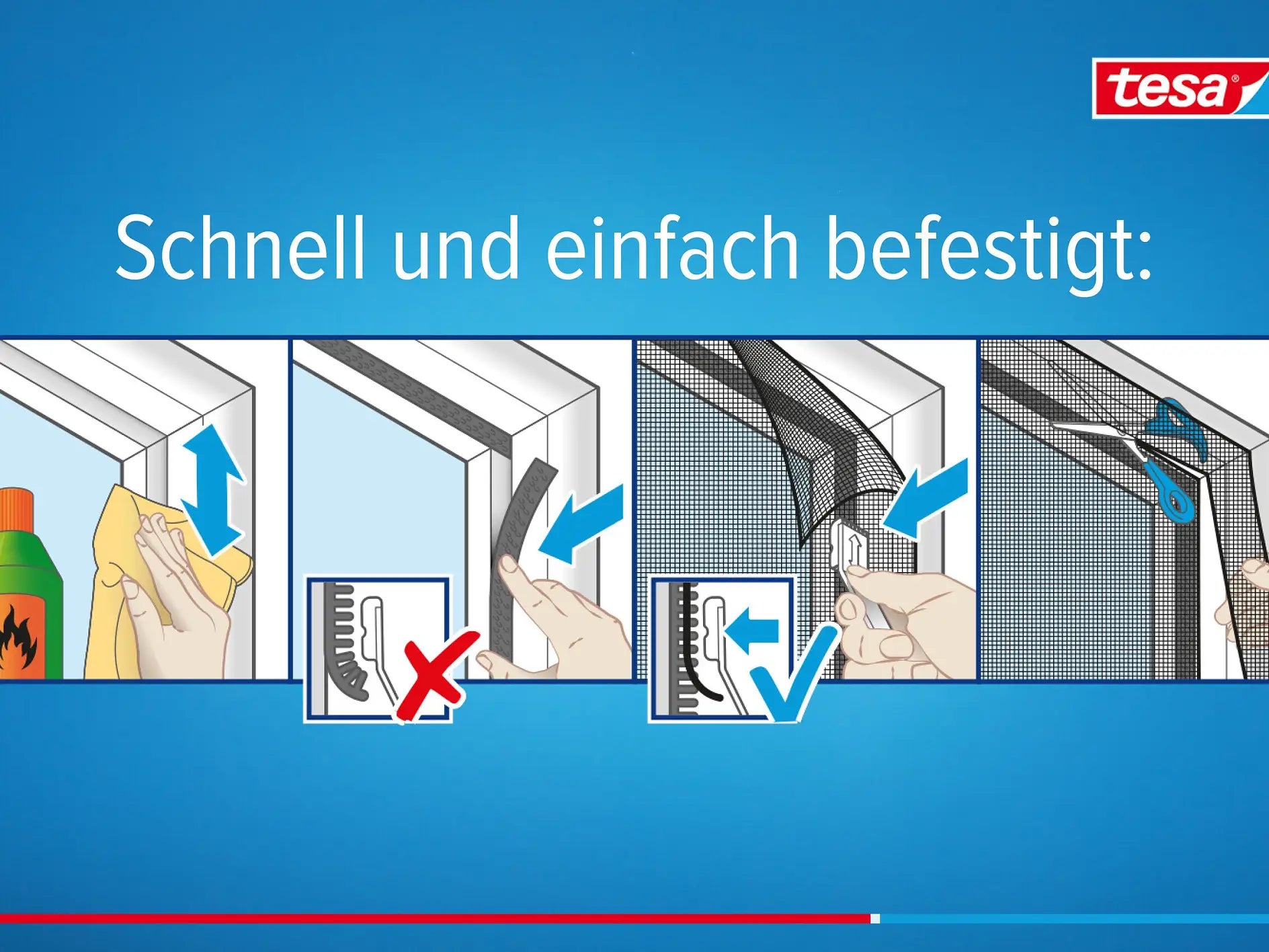 TESA Fenster-Fliegengitter – 150 × 180 cm – Anthrazit – Polyester – Klettband – Für Fenster