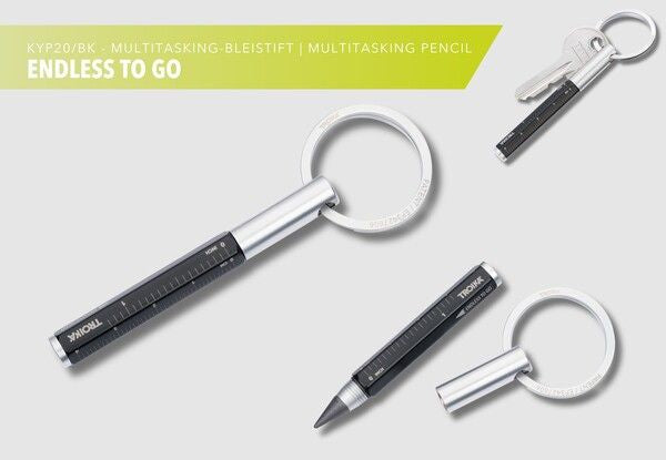 TROIKA Schlüsselring Endless to go – Aluminium, Schwarz/Silber, 30 × 96 × 8 mm