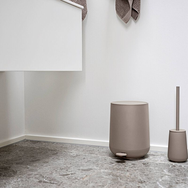 Zone Denmark Nova One – WC-Bürstenset – Keramik, Edelstahl, graubraun, H 37 cm, Ø 10,3 cm
