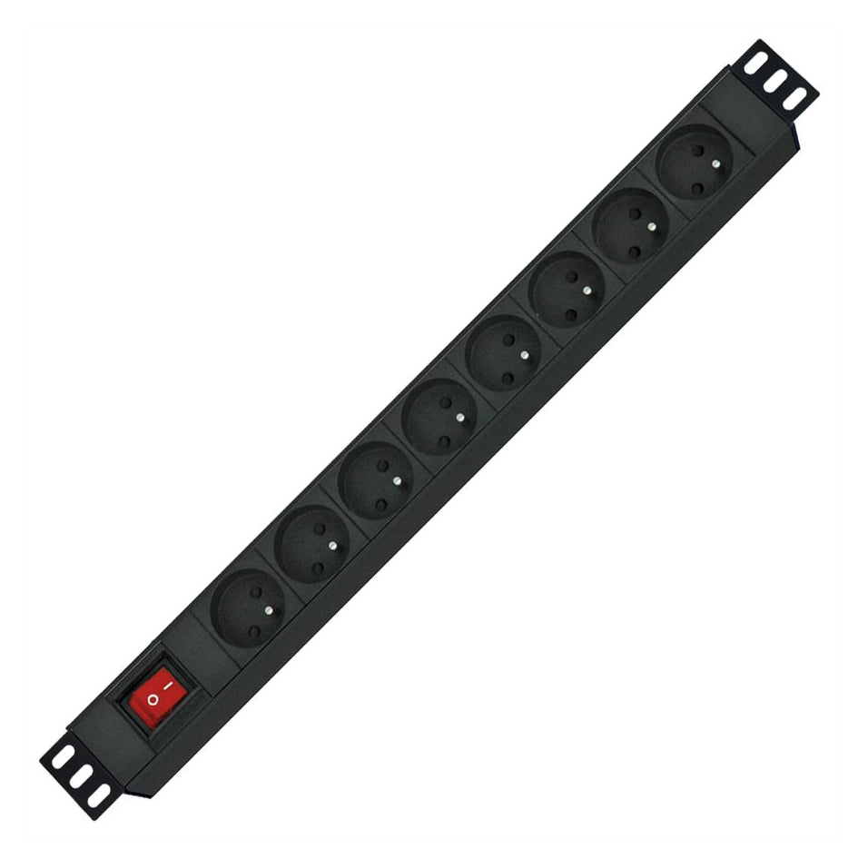ROLINE 19" Steckdosenleiste, 8×Typ E (UTE), mit Schalter, 1,8 m, Eingang CEE 7/7 – Schwarz