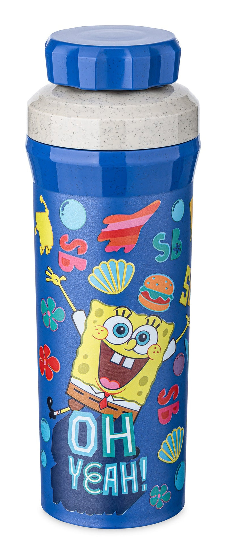 Koziol OLLI Kindertrinkflasche 500 ml – Kunststoff, Schraubdeckel, SpongeBob