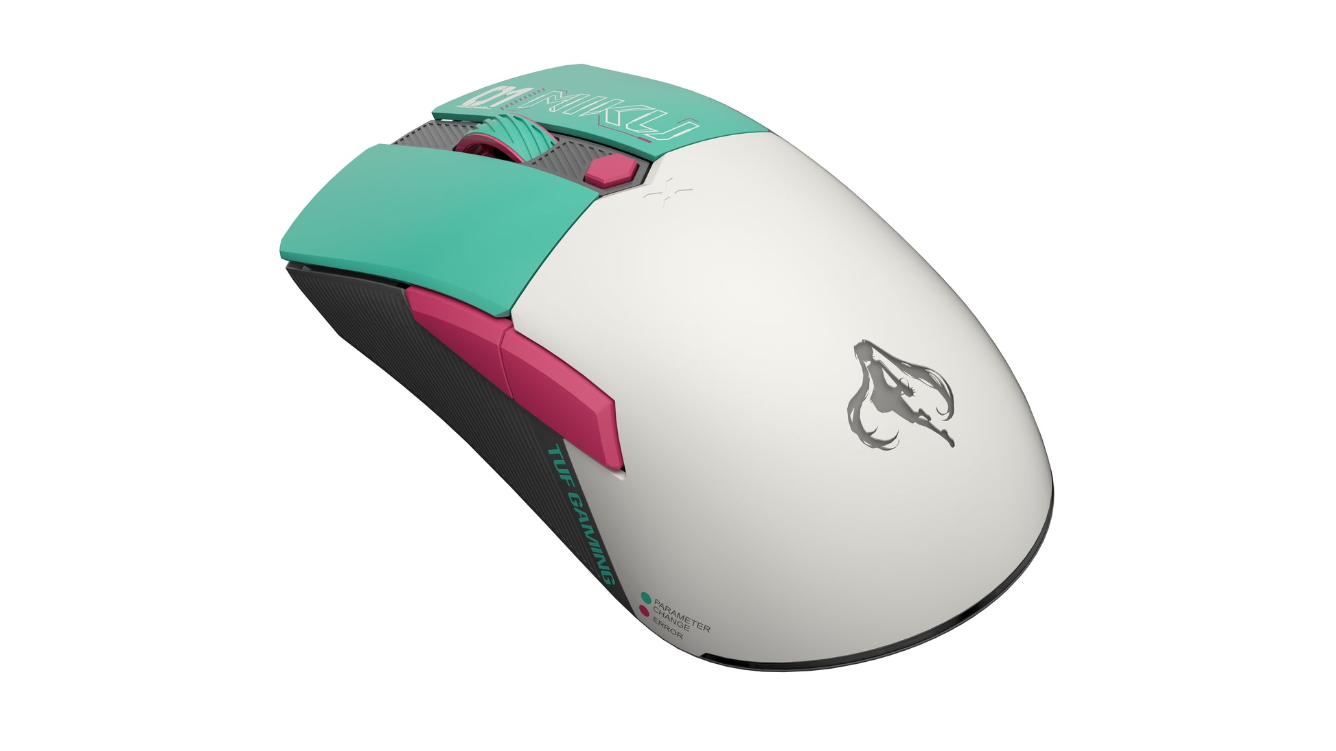 ASUS TUF Gaming Mini Hatsune Miku Edition – Gaming-Maus – Kabellos (Bluetooth/2,4 GHz), 1200 DPI, Rechts, Grün