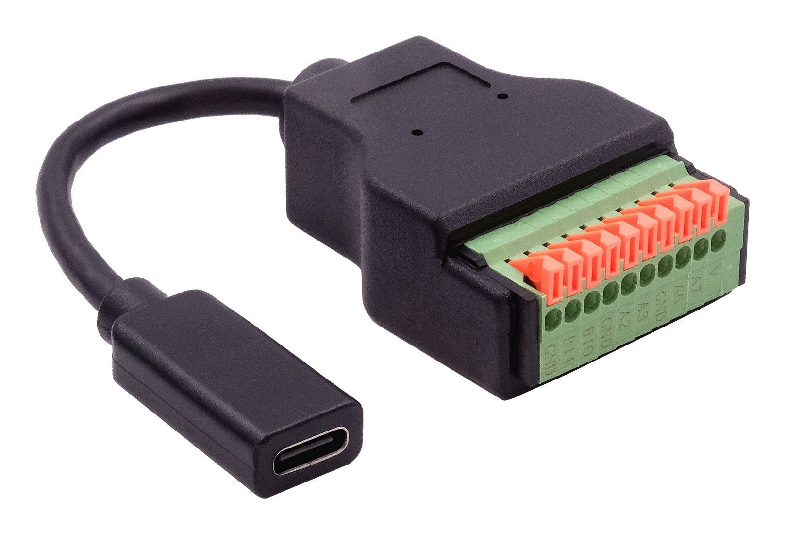 EXSYS EX-49124 Adapter USB-C zu 10-poligem Terminalblock – USB 3.2 Gen 1 (5 Gbit/s), 0,15 m, Schwarz