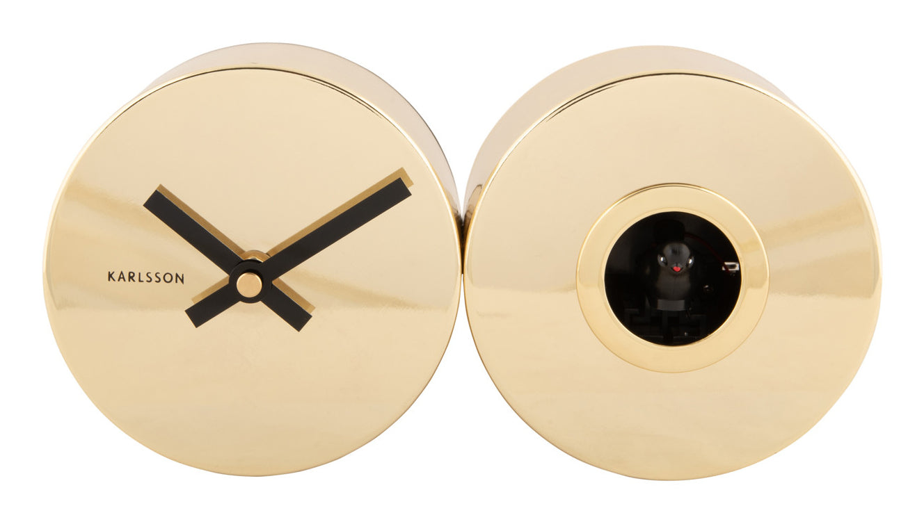 Karlsson Wanduhr Duo Cuckoo, Gold, Stahl