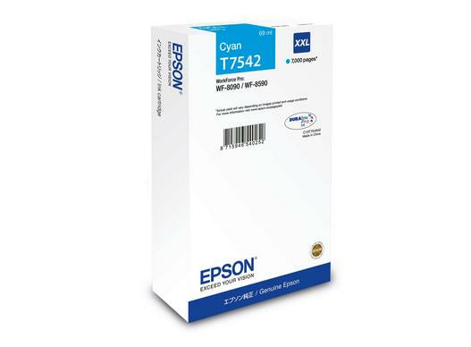 Epson Tintenpatrone T75424N, cyan, XXL, 7'000 Seiten, original – für WF-8090, WF-8590