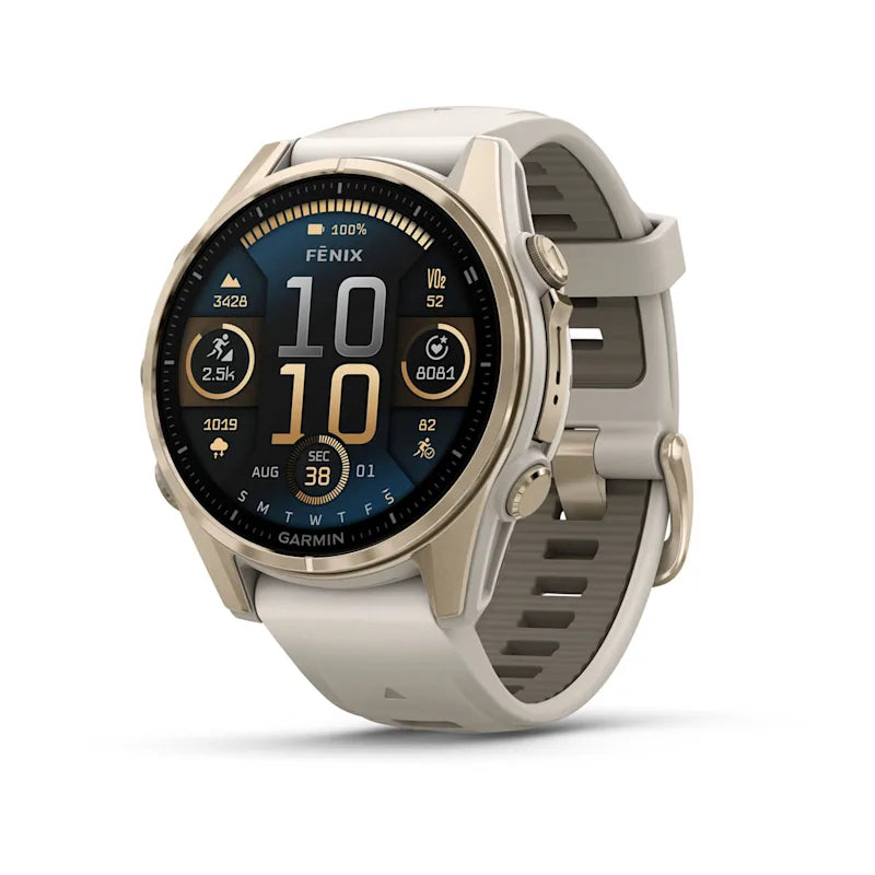 Garmin Fenix 8 – GPS-Smartwatch – 43 mm, AMOLED, Saphirglas, 100 m, Soft Gold/Sandstone