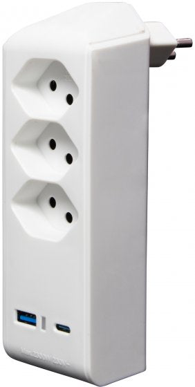 Brennenstuhl cleverLINE Abzweigstecker T12 zu T13 – 3× Steckdosen, 2× USB (A/C), 230 V 10 A, drehbar 300° – Weiss