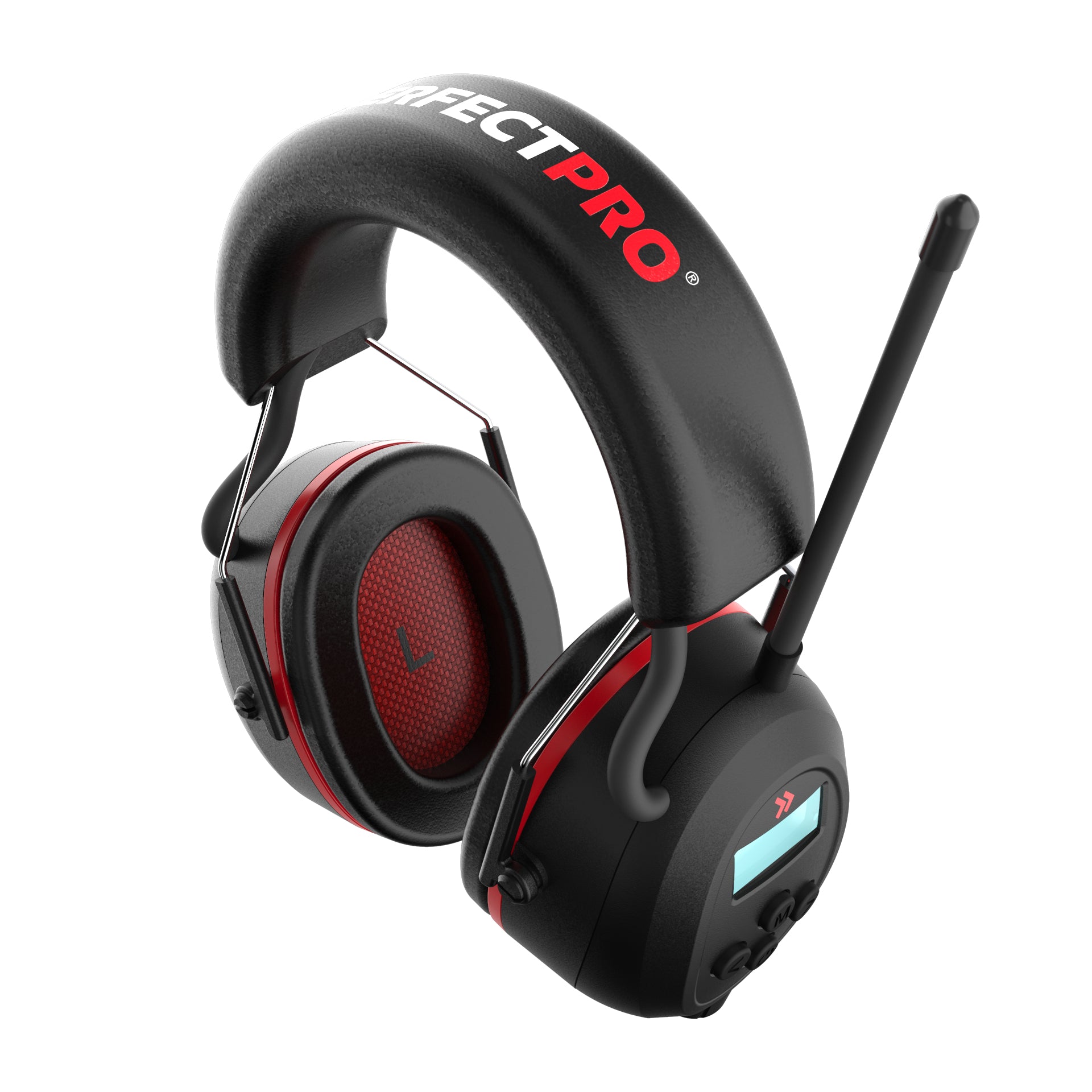 Perfectpro H-40 Elektronischer Kapselgehörschutz – Bluetooth, DAB+ – SNR 31 dB – Schwarz/Rot