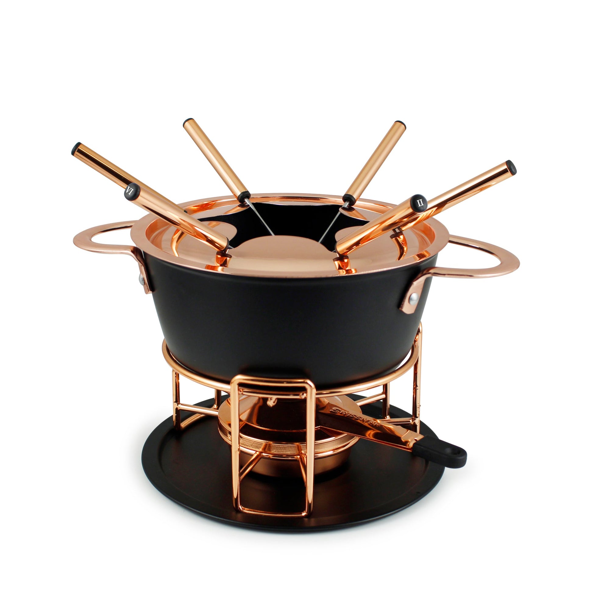 Swissmar Fondue-Set – Ø 21 cm, 1,5 l, Aluminium, für Fondue Bourguignonne, Gas, 6 Personen, 11 Teile
