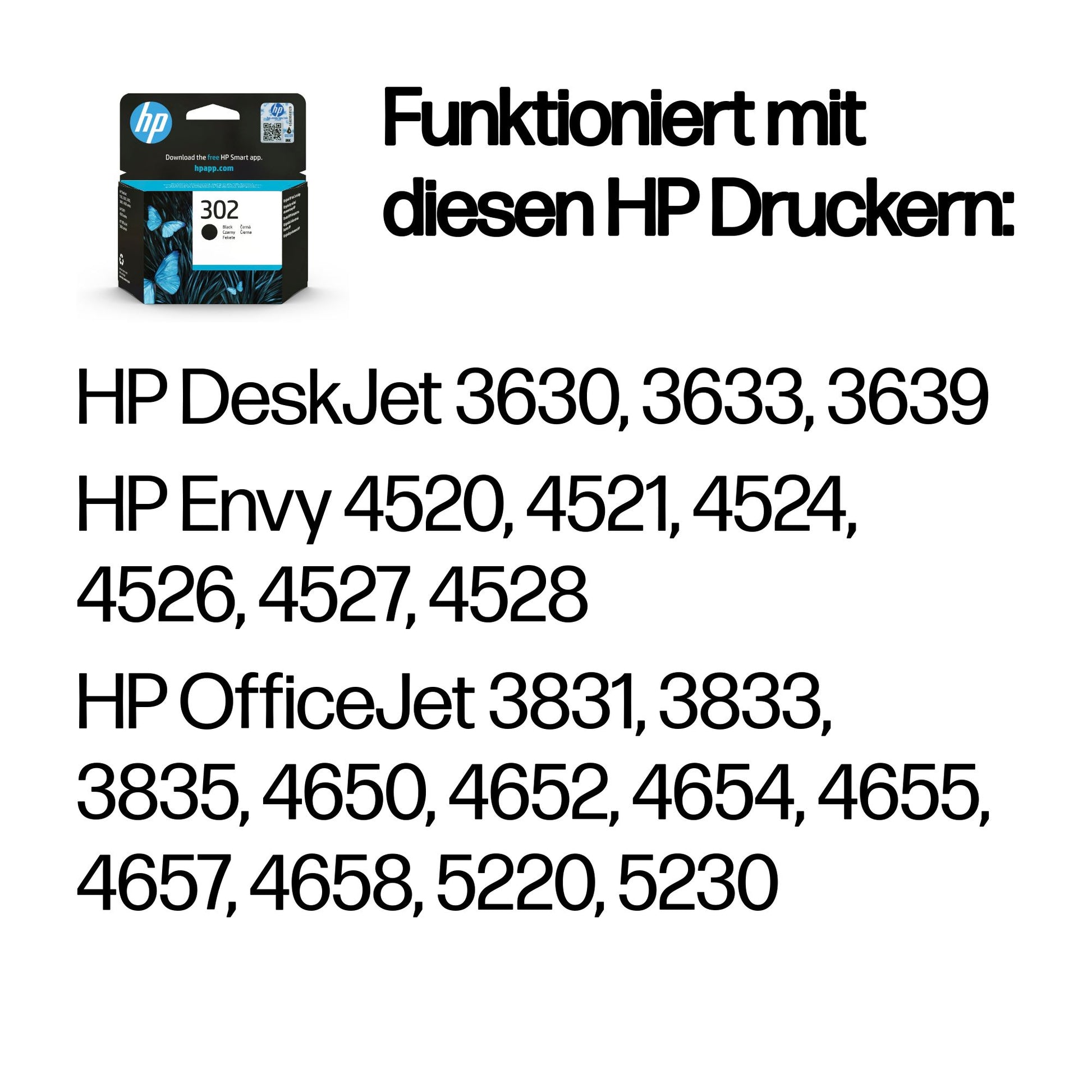 HP 302 Schwarz Tintenpatrone (Original) – 170 Seiten