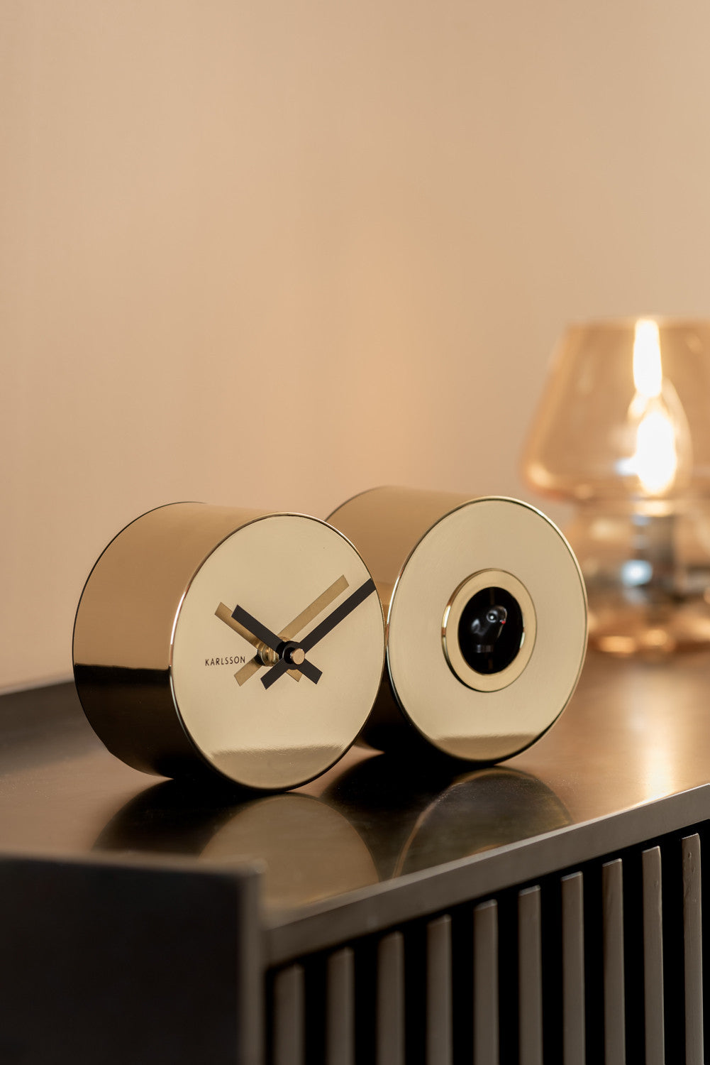Karlsson Wanduhr Duo Cuckoo, Gold, Stahl