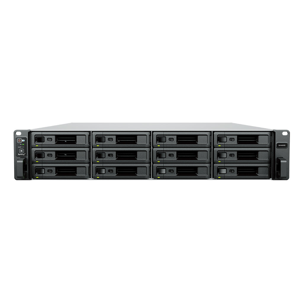 Synology SA3400D – 12-Bay Rack 2U NAS – Intel Xeon D-1541, 8 GB RAM, 10GbE, redundantes Netzteil