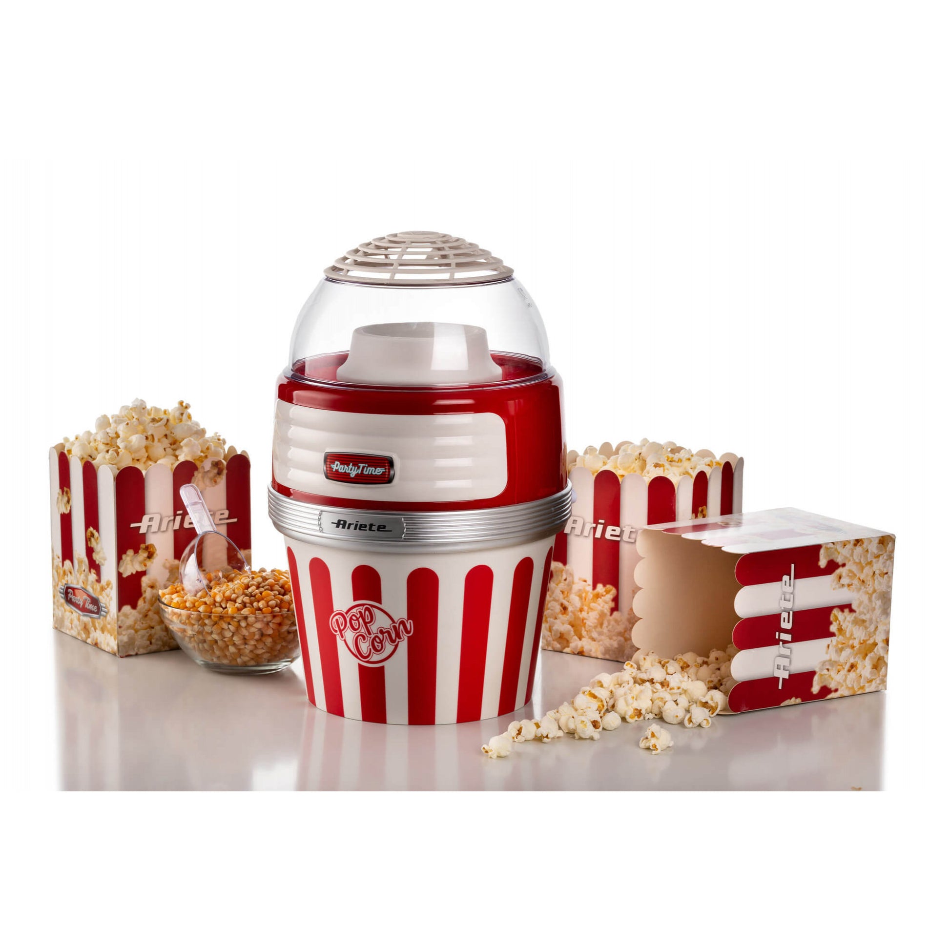 Ariete Popcorn Maschine ARI-2957-RD – 60 g, 1 100 W – rot/transparent/weiss