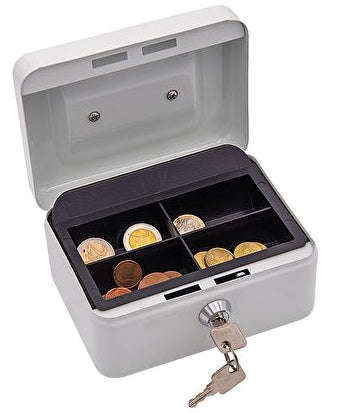 Wedo Geldkassette – mit Schlüssel – 15,2 × 11,5 × 8 cm – weiss – Stahl