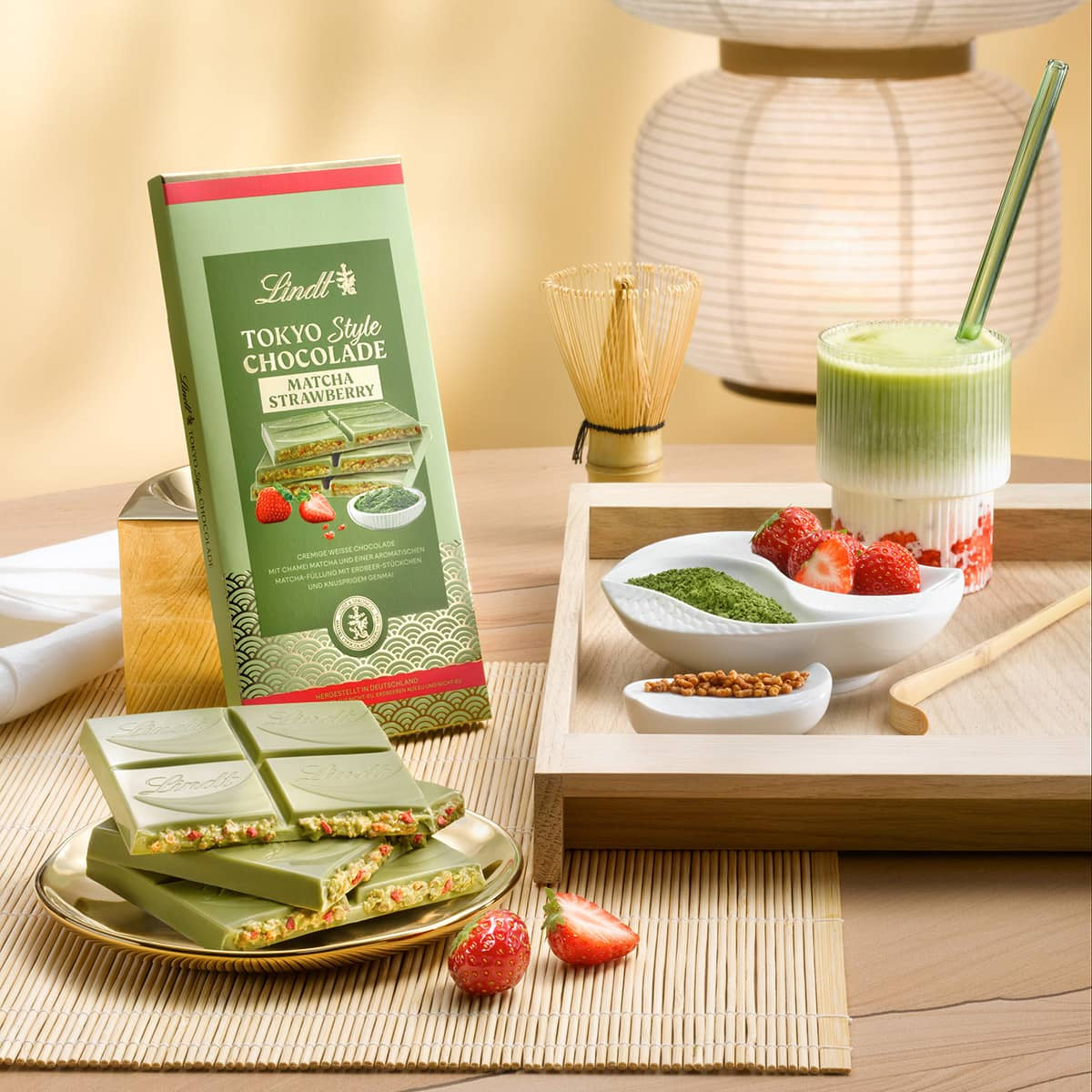 Lindt Tokyo Style Schokolade – Erdbeere & Matcha – 145 g