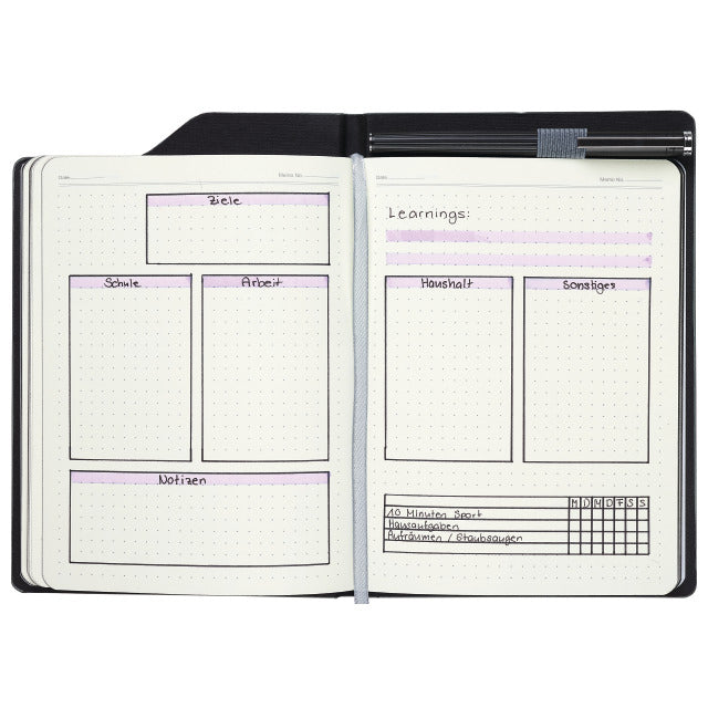 Kolma Notizbuch, A5, punktkariert, Leimbindung, Hardcover, 160 Seiten, 80 g/m² – grau