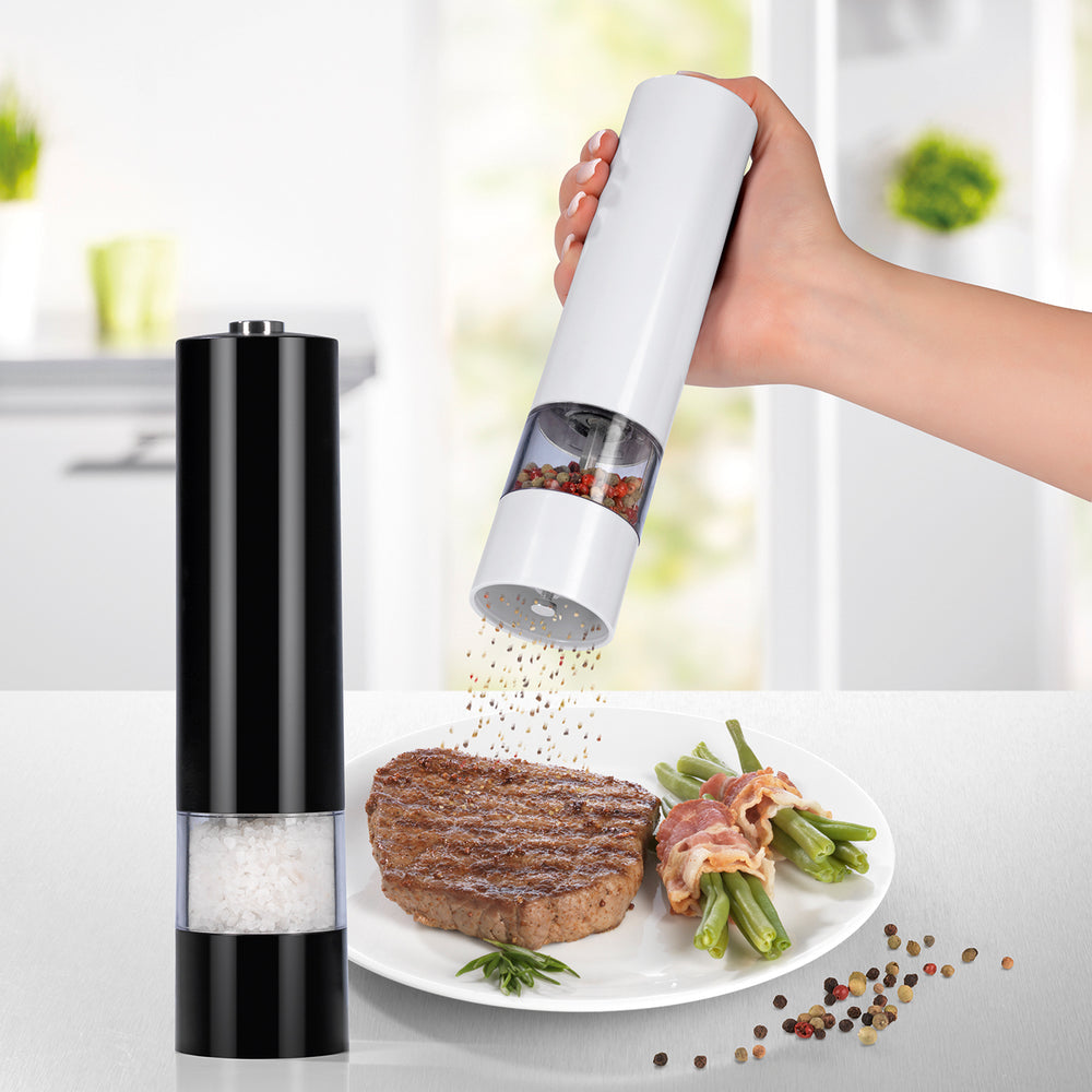 Gourmetmaxx Salz-/Pfeffermühle 22,4 cm, Acryl/ABS, Keramik, Schwarz/Weiss, 2-teilig