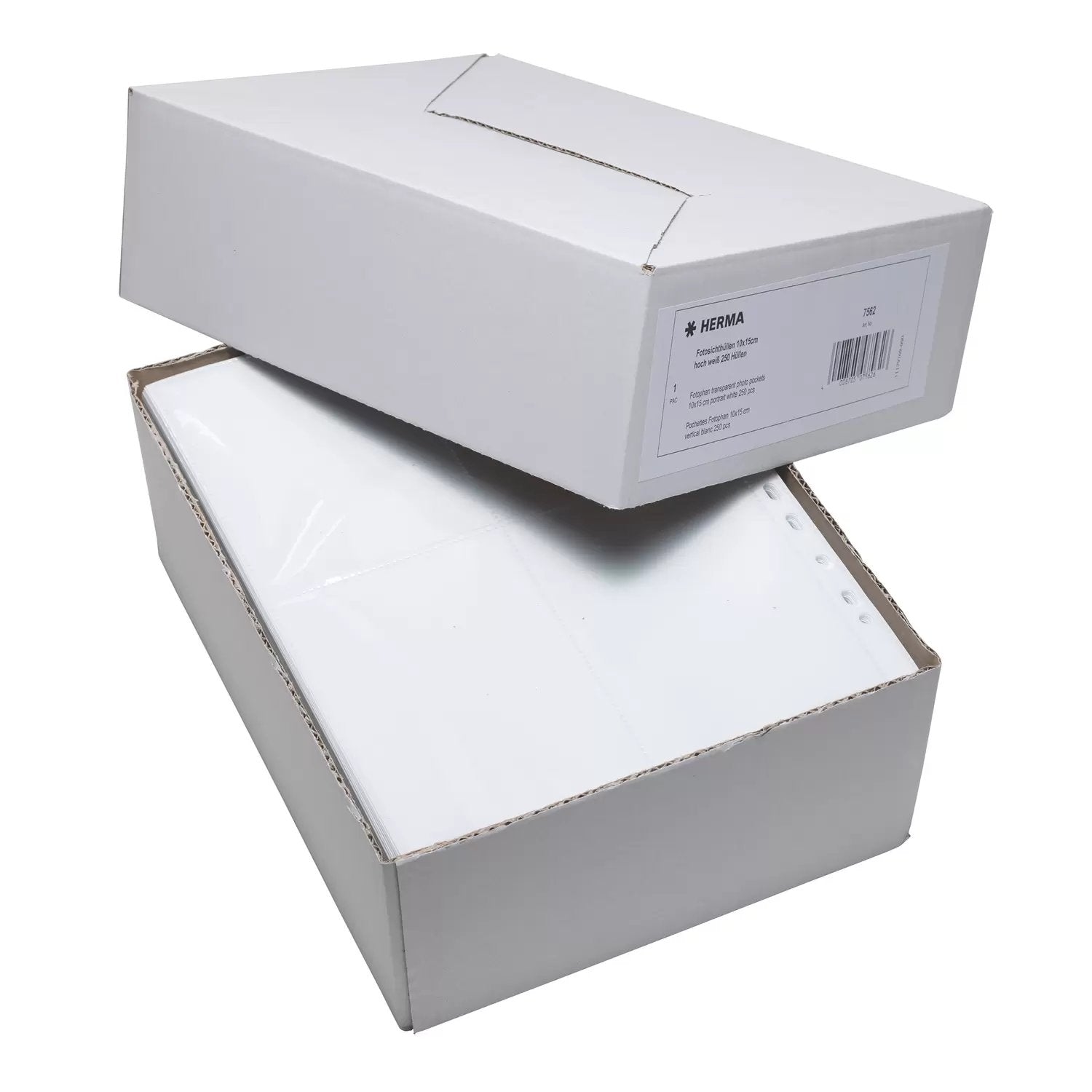 HERMA Fotophan Sichtmappe 10×15 cm – 250 Hüllen, weiss