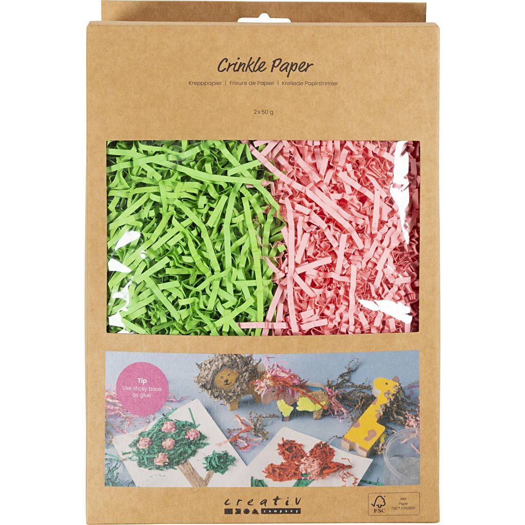Creativ Company Papierstreifen – 0,1 kg – Papier – Grün, Pink – 1 Stück