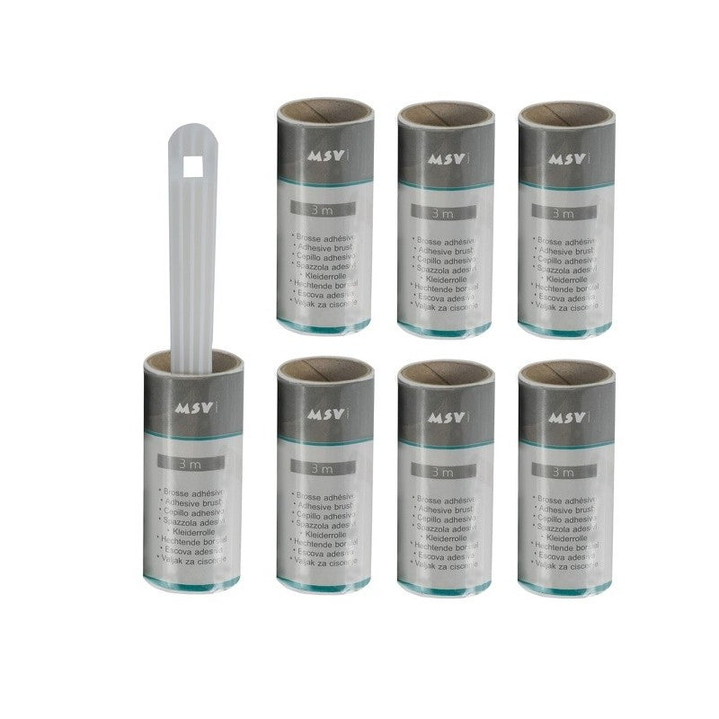 MSV Fusselroller – 7 Stk. – Polypropylen (PP) – grau/transparent – 5,0 × 5,0 × 20,0 cm