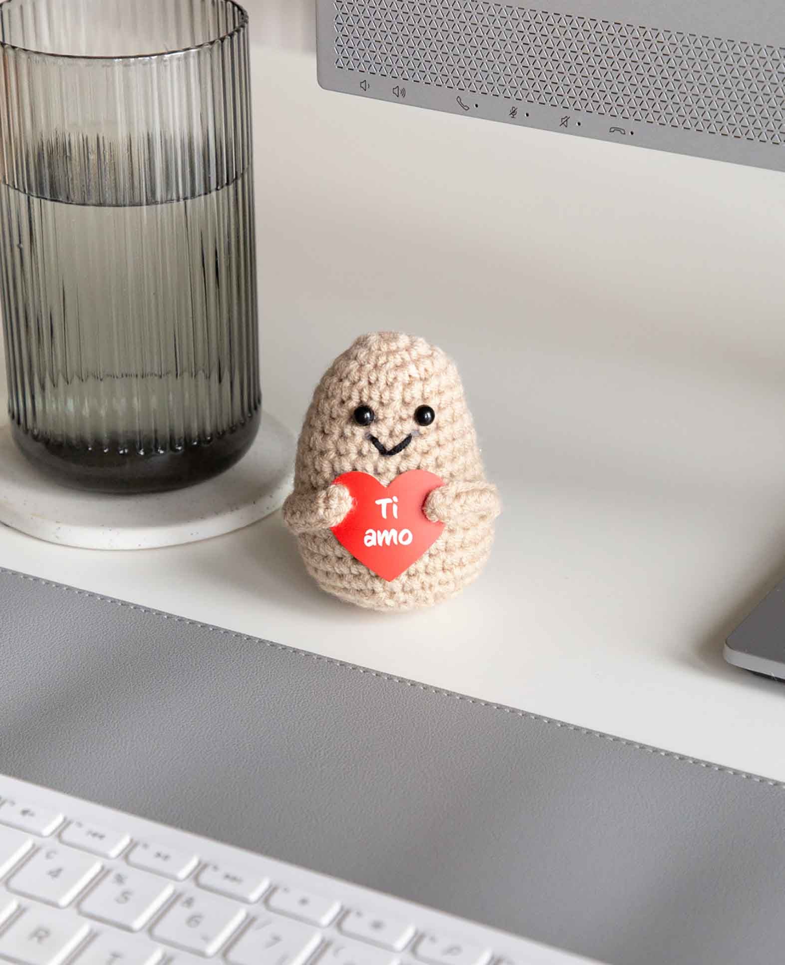 I am Creative Plüschtier Positive Potato Ti amo – 7,5 cm – beige