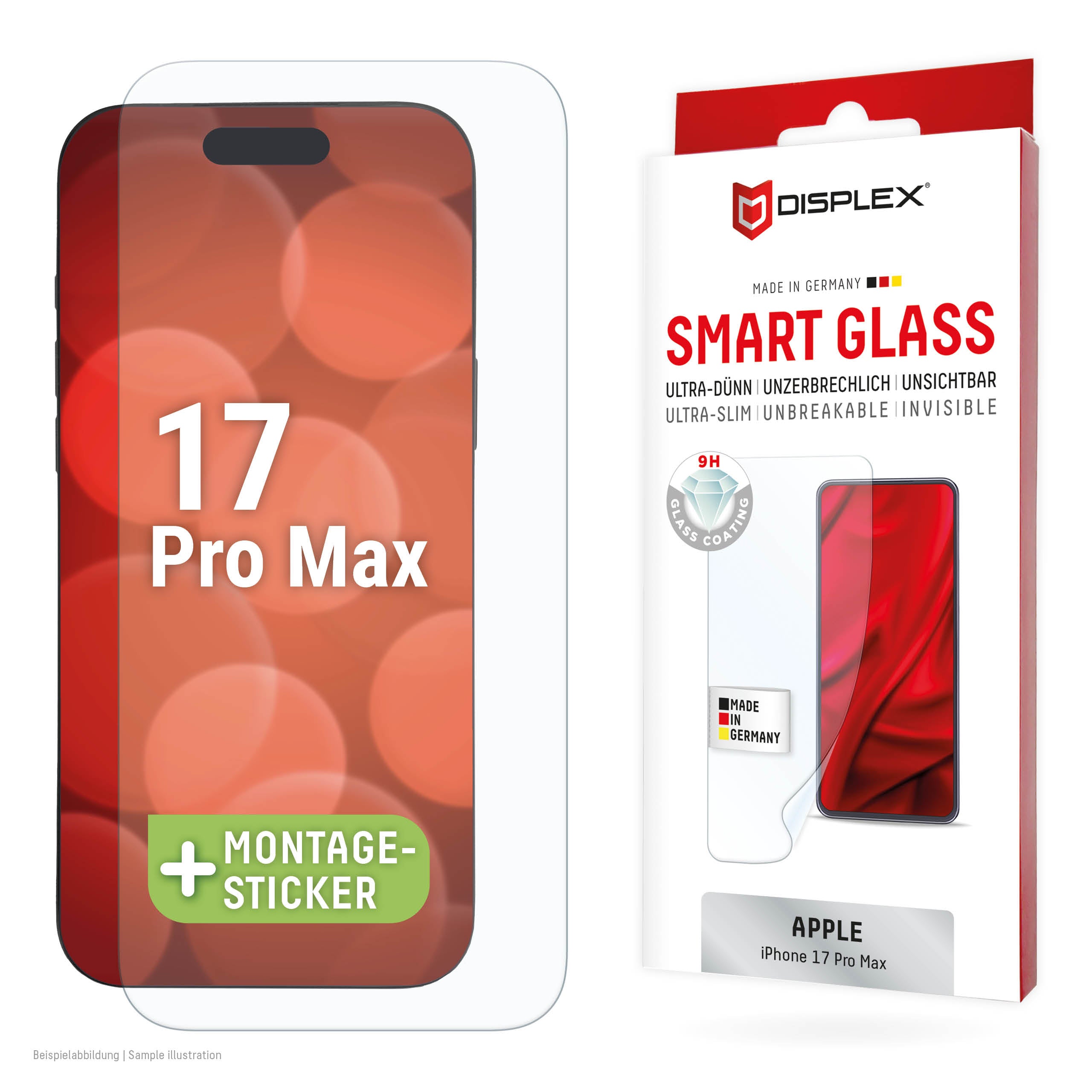 E.V.I. Displayschutz (Panzerglas), 9H – für iPhone 17 Pro Max