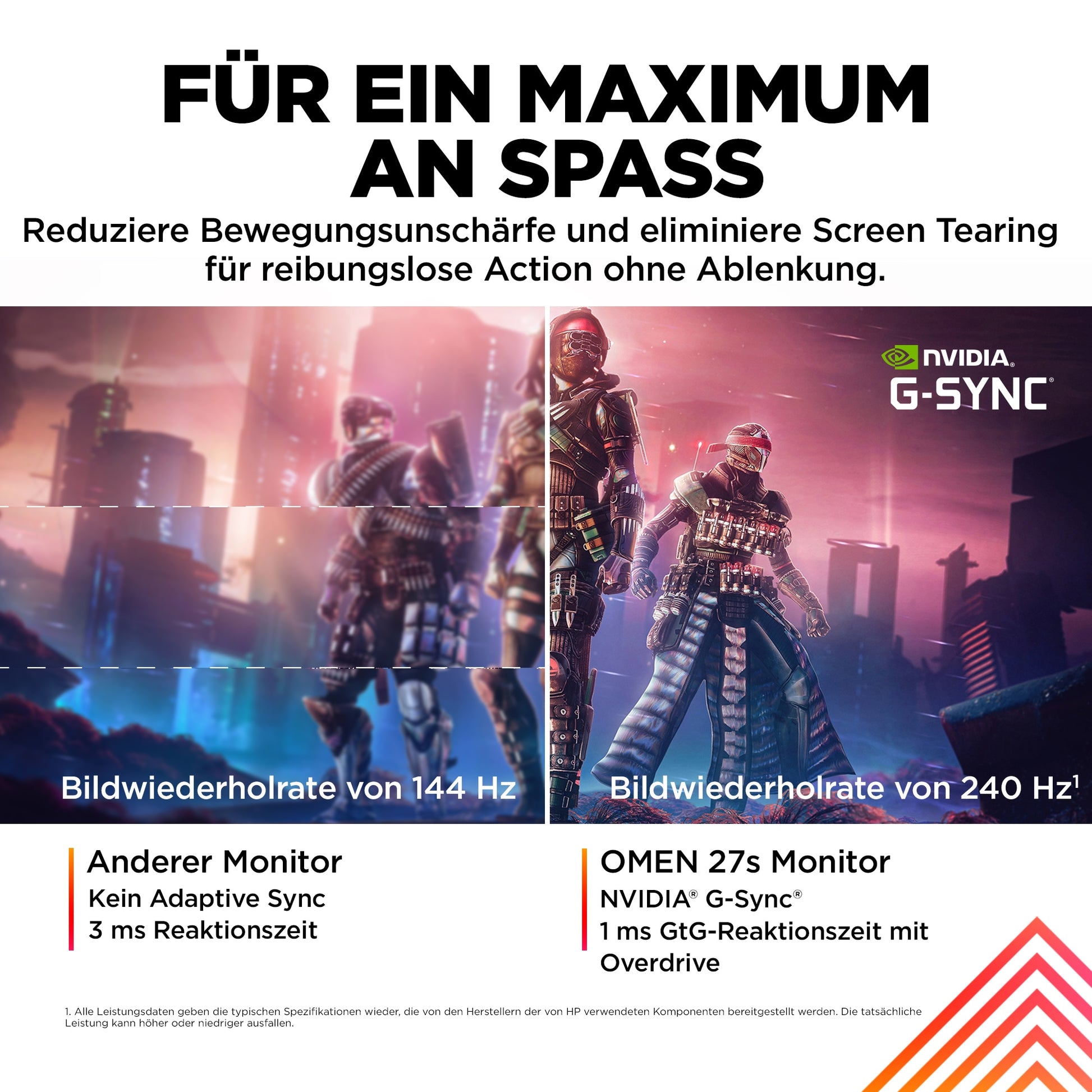 HP OMEN 27s – Monitor, 27", 1920 × 1080 (Full HD), IPS, 240 Hz, 400 cd/m², VESA 100 × 100, Schwarz