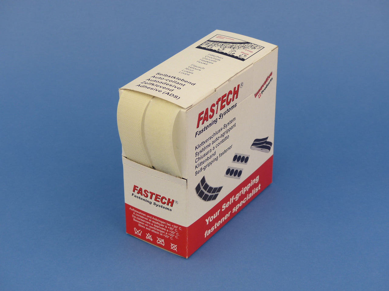 FASTECH Klettband 25 mm × 5 m – annähbar, Alt-Weiss, Polyamid