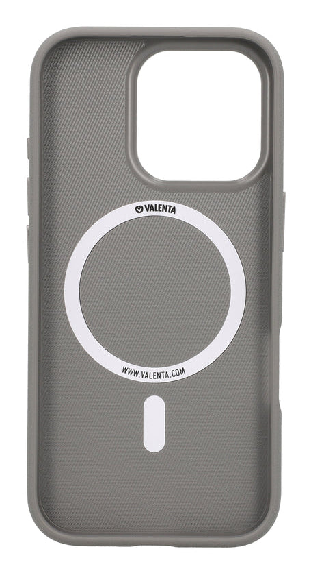 Valenta Backcover – für Apple iPhone 16 Pro – grau – Kunstleder – MagSafe-kompatibel