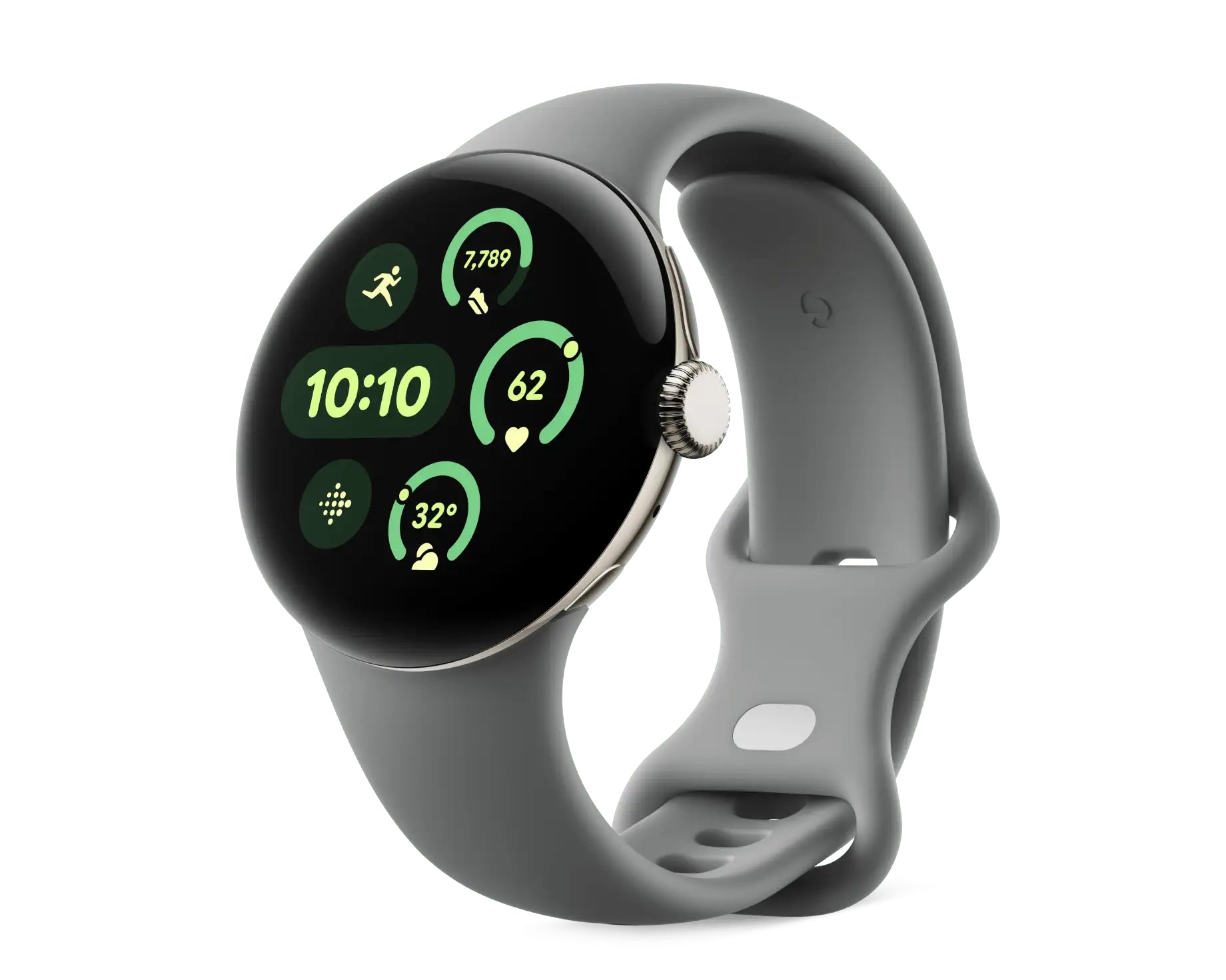 Google Sportarmband – Fluorelastomer, Grau, L, für Pixel Watch 3 45 mm