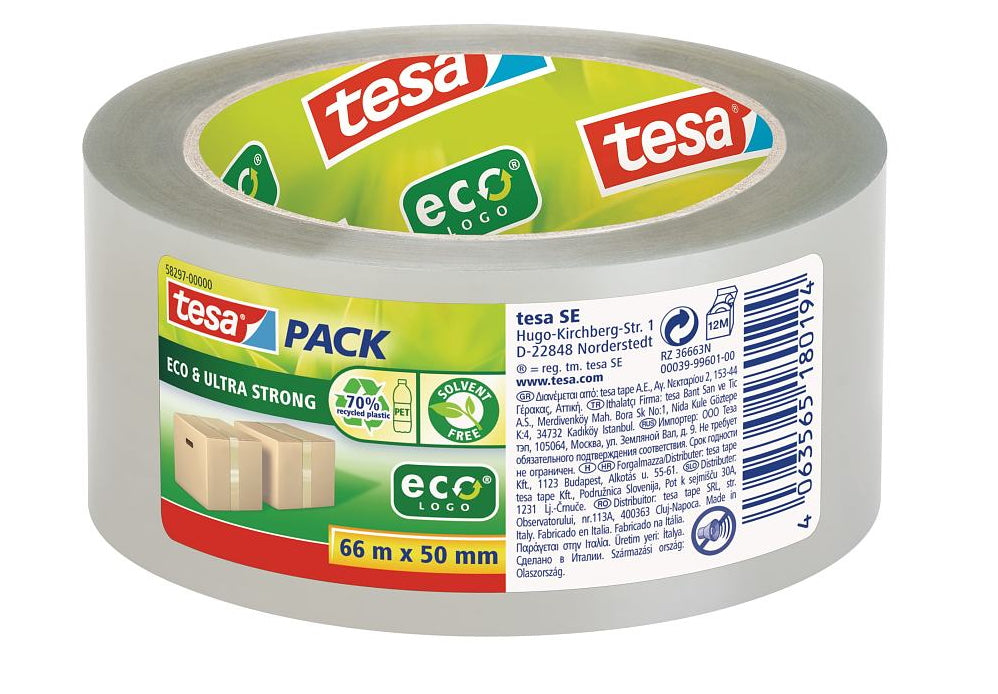 TESA Verpackungsklebeband, transparent, extra stark – 50 mm × 66 m – 1 Stück