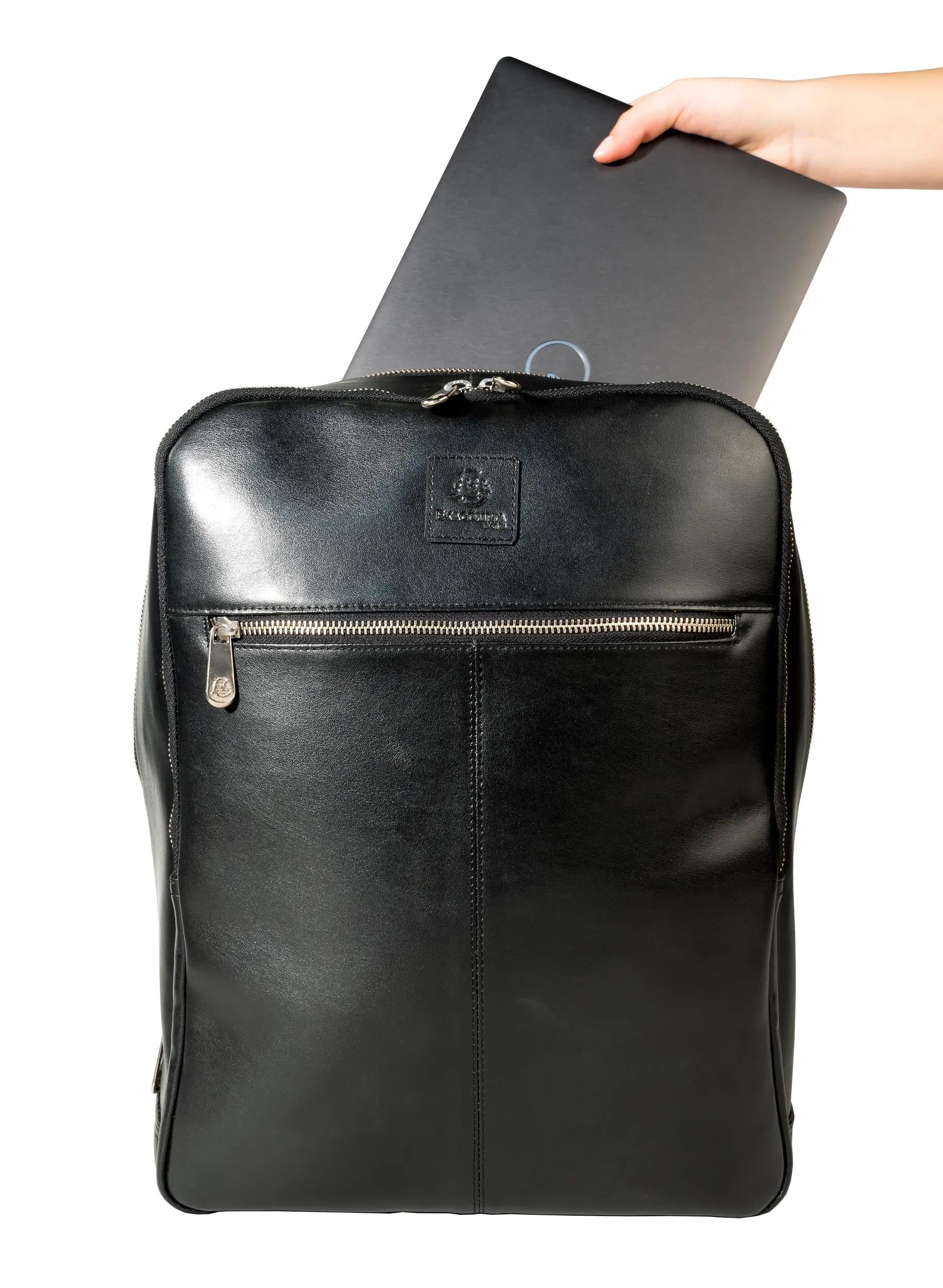 Exacompta Notebook-Rucksack bis 15,6" – Leder, wasserabweisend – Schwarz