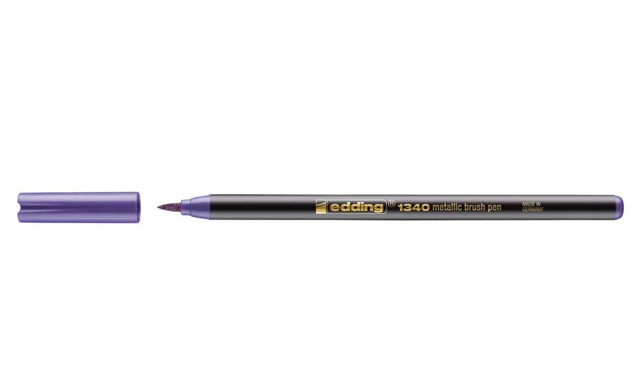 Edding 1340 Brush Pen Metallic – Pinselspitze, 1–3 mm, wasserbasiert, violett metallic