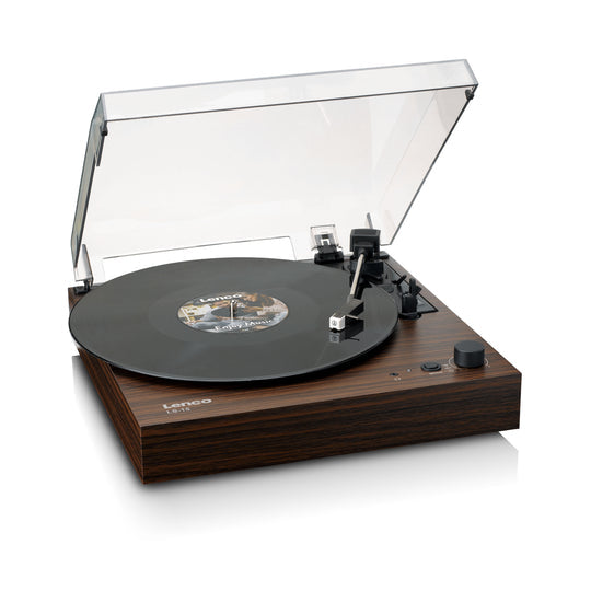 Lenco LS-15WD – Plattenspieler (Riemenantrieb), Bluetooth, Phono-Vorverstärker, 33⅓/45 – Braun