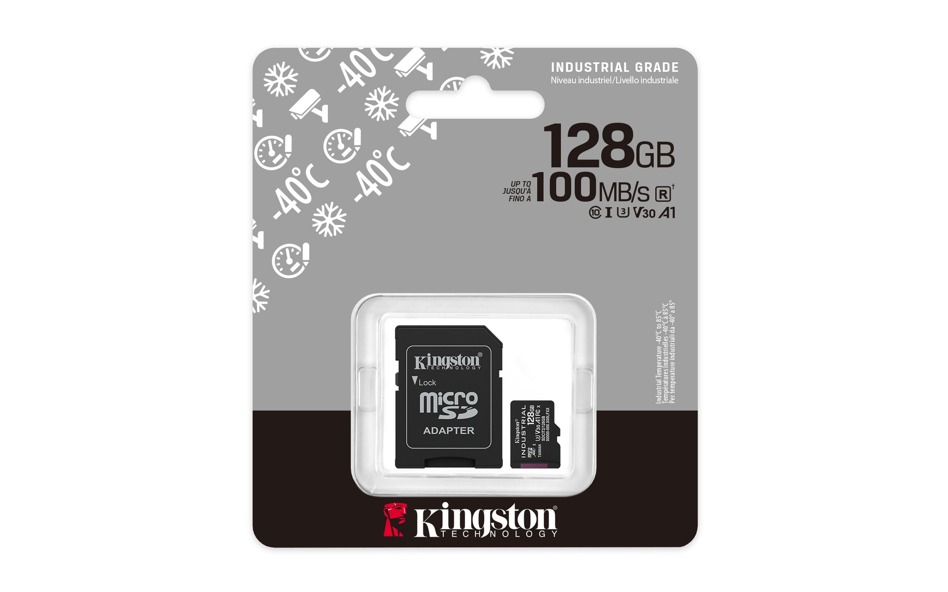 Kingston Technology Kingston Industrial microSDXC 128 GB – UHS-I, Klasse 10, U3, V30, A1, 100/80 MB/s, inkl. SD-Adapter